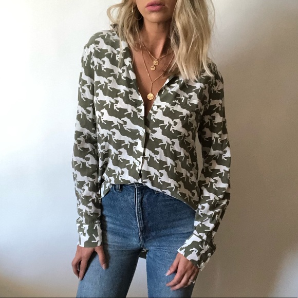 Equipment Tops - {Equipment} silk horse print blouse